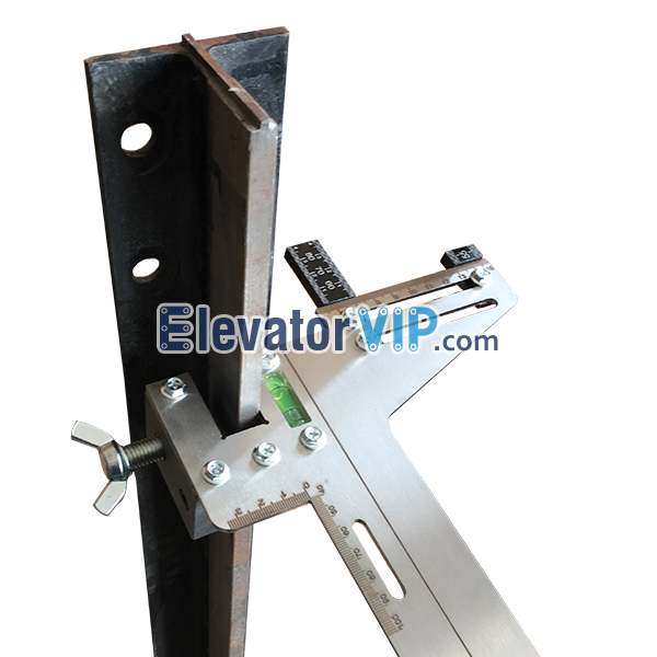 Stainless Elevator Guid Rail Alignment Gauge Application, Elevator Guid Rail Alignment Tool Used in Hoistway, How to Use Lift Guide Rail Alignment Ruler