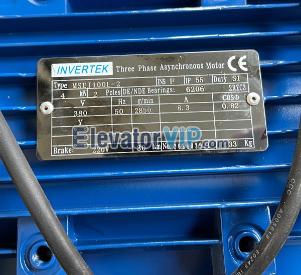 Elevator Electric Steel Wire Rope Suspended Hoist, Rope Suspended Platform Hoist Motor, Suspended Scaffolds Hoist, Elevator Hanging Basket Hoister, Three Phase Asynchronous Motor, MSEJ100L-2, INVERTEK, XWE207AD40