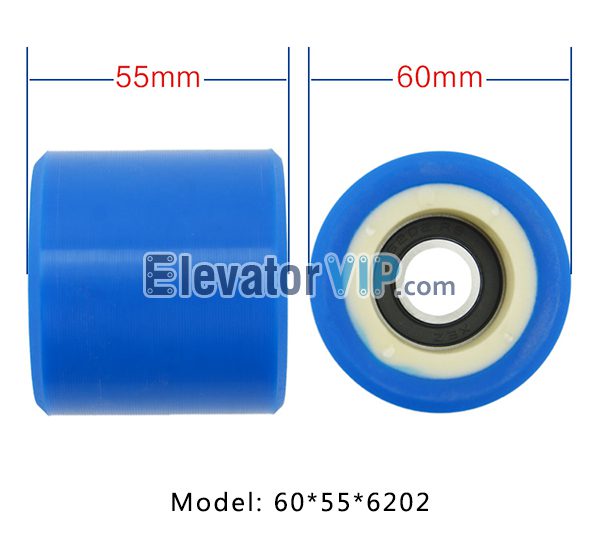 XIZI OTIS Escalator Handrail Support Roller Size 60*55*6202, Escalator Tension Wheel OD φ60mm Thickness 55mm with Bearing 6202RS, XAA290CZ1