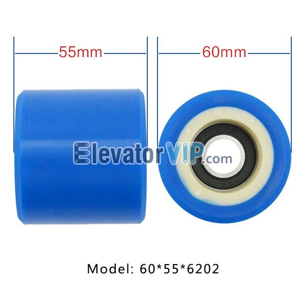 XIZI OTIS Escalator Handrail Support Roller Size 60*55*6202, Escalator Tension Wheel OD φ60mm Thickness 55mm with Bearing 6202RS, XAA290CZ1