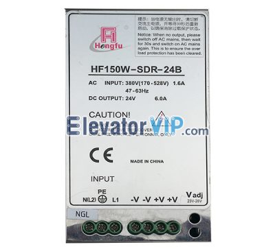 Elevator Switching Power Supply, HF150W-SDR-24B, Switching Power Supply for SCH Elevator, SCH Spare Parts Power Supply, Emergency Power Backup for Elevator, SCH Elevator UPS, Switching Power Supply Manufacturer, Cheap Elevator Switching Power Supply, Hengfu Power Supply, Single Output Din Rail Power Supply