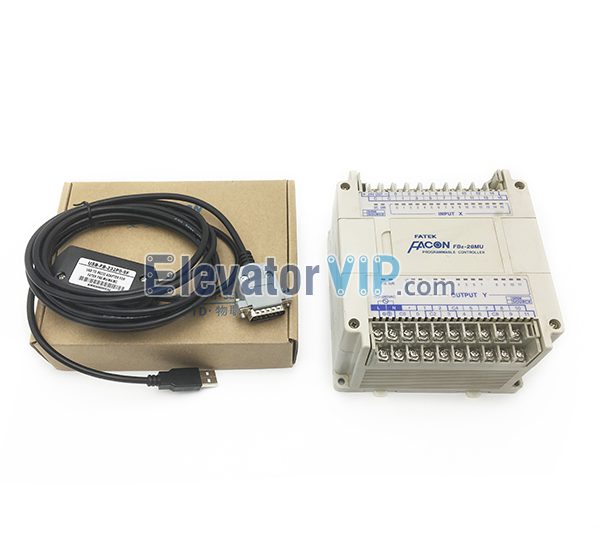 FATEK PLC, FATEK FBE-28MU Module, FBE-28MU, FBE-28MUT, FBE-28MU Programmable Controller, FBE-28MU PLC Programming Cable, Fuji Elevator Logic Controller, FATEK PLC Supplier, Cheap FATEK PLC with Factory Price, USB-FB-232P0-9F, FATEK RS232 Adapter