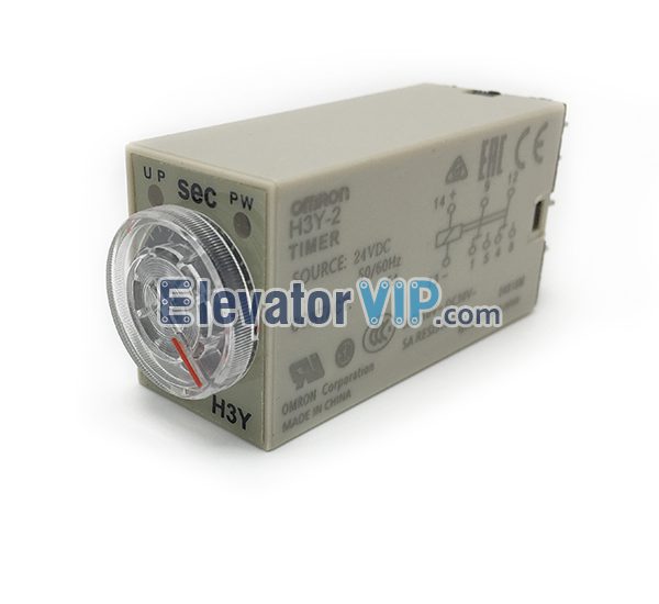 H3Y-2 Delay Timer 8P Timer Relay 0~5 Second Dial Type Timing 5A State Timer for Multiple Purpose Time Delay Relay 24VDC 