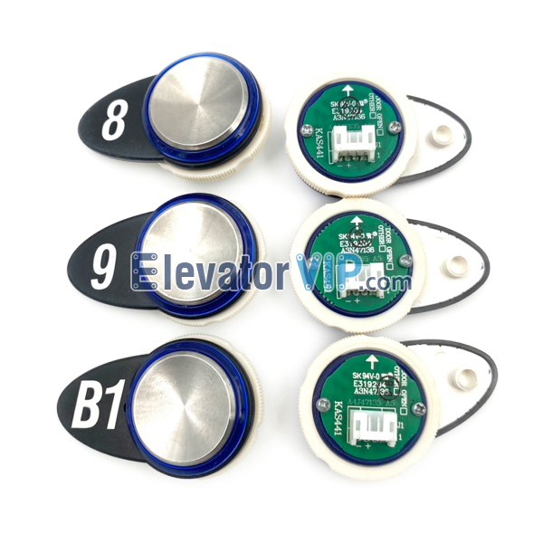 OTIS GEN2 comfort Elevator Push Button, OTIS Lift Push Button Supplier, KAS441, A3N47136, A4J47135, OTIS Elevator Blue Lights Push Button, OTIS Elevator Push Button Green Illumination