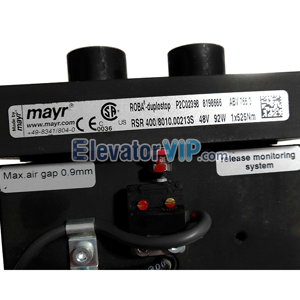 OTIS Elevator Traction Machine Brake, Toshiba Lift Tractor Brake, mayr Release Monitoring System, RSR 400/8010.00213S, RSR400 Elevator Brake, 350Nm mayr Brake, mayr Elevator Host Brake