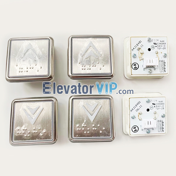 Hitachi Elevator Push Button, SJEC Elevator Push Button Supplier, BST Elevator Push Button Braille Square, A4J18481