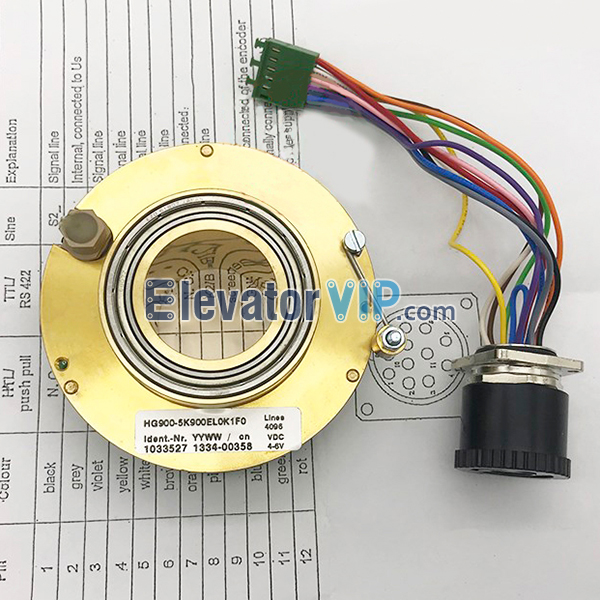 ThyssenKrupp Elevator Rotary Encoder, ThyssenKrupp Traction Machine Encoder, HG900-5K900EL0K1F0, HG 900E 4096, KM51178616