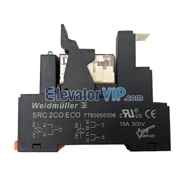 SRC 2CO ECO 7760056006, Weidmuller Relay Base, RCL424024, Elevator Relay