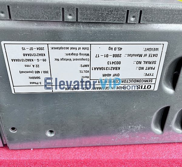 Otis Elevator OVF404R Inverter with Brake Moudle, Otis OVF-404R Drive, KBA21310AAA1, KBA21310AAA2, GAA21305GG1, GAA21310AT1, AAA26800AKY3