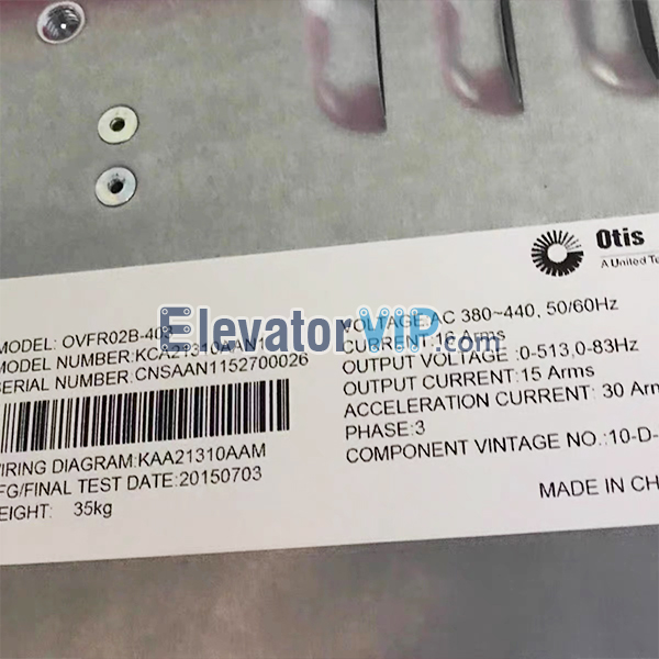 Otis REGEN Elevator OVFR02B-403 Inverter, Otis GEN2 Elevator Drive, KCA21310AAN1, KBA21310AAN1, KDA21310AAN1