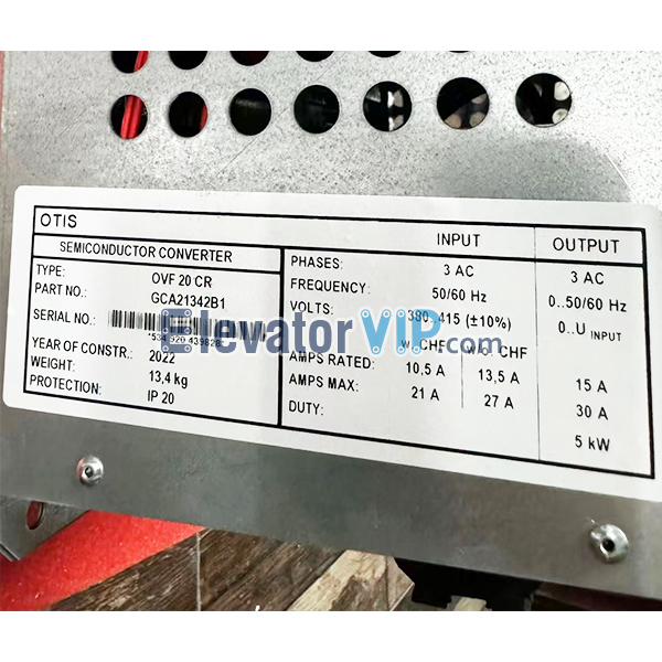 Otis Elevator OVF20CR Inverter, Otis Lift 5kW Semiconductor Converter, GCA21342B1, GCA21342B10