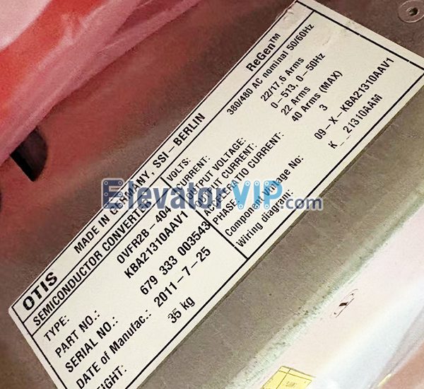 Otis Elevator OVFR2B-404 Inverter, KCA21310AAV1, KDA21310AAV1, GAA21305SL1