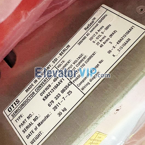 Otis Elevator OVFR2B-404 Inverter, KCA21310AAV1, KDA21310AAV1, GAA21305SL1