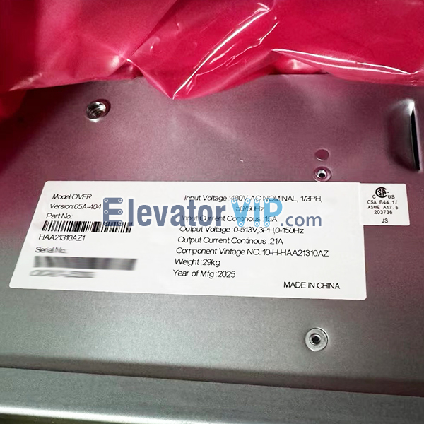 Otis Elevator Drive Inverter, OVFR05A-404, HAA21310AZ1, KDA21310ABL7